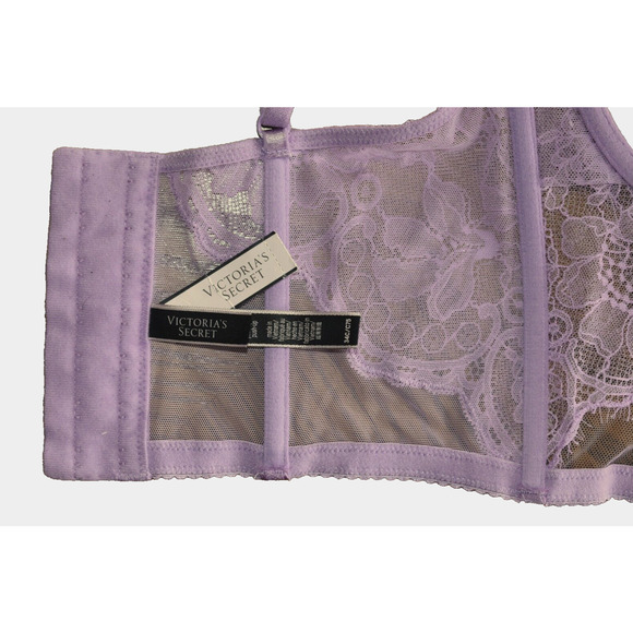 A5 NWT VICTORIAS SECRET Light Lilac Embroidered Floral Lace Corset Bra Size 34C - Picture 6 of 7